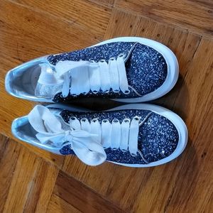 Blue glitter Alexander McQueen's sneakers